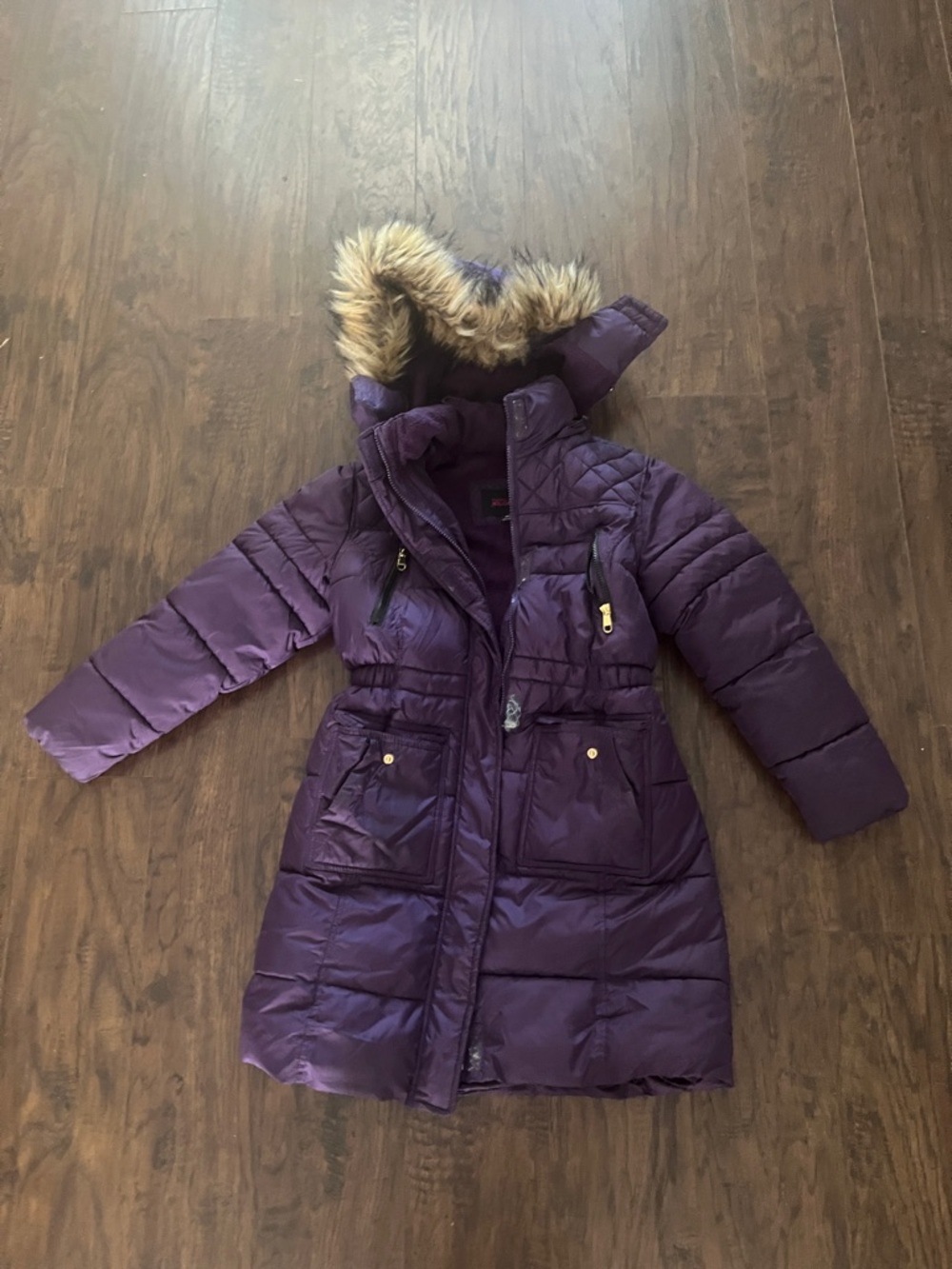 Sporto Girls Purple Fleece-Lined Jacket with Pink Logo